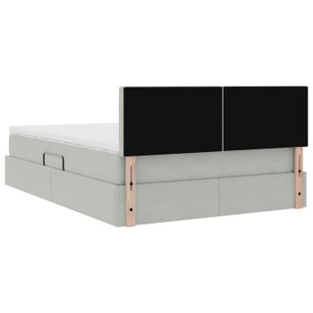 Bett mit LED-Lichtleisten Hellgrau 140 x 190 cm Samt