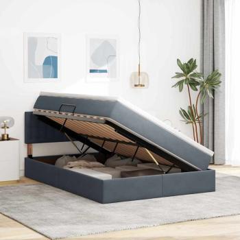 LED-Speicherbett mit Matratze Dunkelgrau 140 x 190 cm Samt
