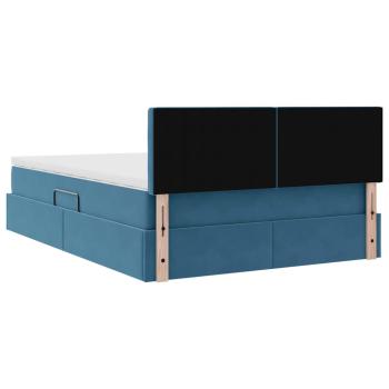 ARDEBO.de - Bett mit LED-Lichtleisten Dunkelblau 140 x 200 cm Samt