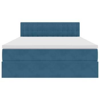 Bett mit LED-Lichtleisten Dunkelblau 140 x 200 cm Samt