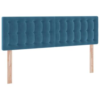 Bett mit LED-Lichtleisten Dunkelblau 140 x 200 cm Samt