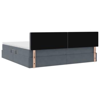 Bett mit LED-Lichtleisten Dunkelgrau 200 x 200 cm Samt