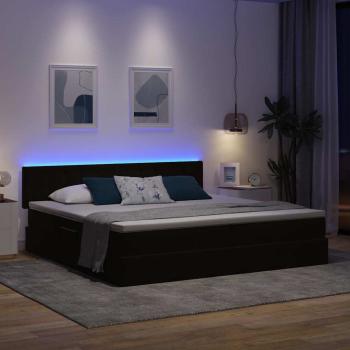 LED-Speicherbett mit Matratze Schwarz 200 x 200 cm Samt