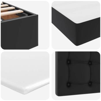 Bett mit LED-Lichtleisten mit Kopfteil Schwarz 120 x 200 cm PVC