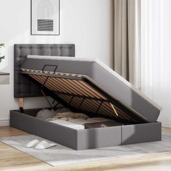 Bett mit LED-Lichtleisten mit Kopfteil Grau 120 x 200 cm PVC