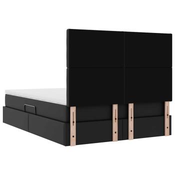 Bett mit LED-Lichtleisten mit Kopfteil Schwarz 140 x 190 cm PVC