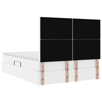 Bett mit LED-Lichtleisten Reinweiß 140 x 190 cm PVC