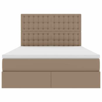 Bett mit LED-Lichtleisten Cappuccino 140 x 190 cm PVC