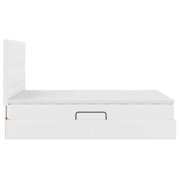 Bett mit LED-Lichtleisten Reinweiß 140 x 200 cm PVC