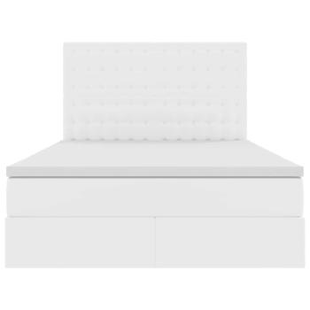 Bett mit LED-Lichtleisten Reinweiß 140 x 200 cm PVC