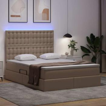 Bett mit LED-Lichtleisten Cappuccino 140 x 200 cm PVC
