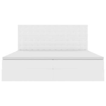 Bett mit LED-Lichtleisten Reinweiß 200 x 200 cm PVC