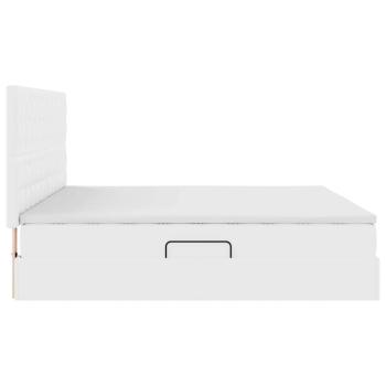 Bett mit LED-Lichtleisten Reinweiß 200 x 200 cm PVC