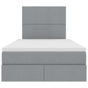 Bett mit LED-Lichtleisten Hellgrau 120 x 200 cm Stoff