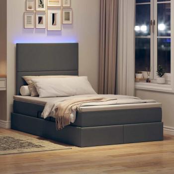 Bett mit LED-Lichtleisten Dunkelgrau 120 x 200 cm Stoff