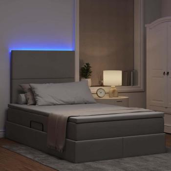 Bett mit LED-Lichtleisten mit Kopfteil Taupe 120 x 200 cm Stoff