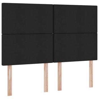 Bett mit LED-Lichtleisten Schwarz 140 x 190 cm Stoff