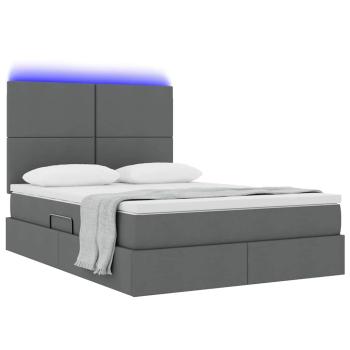 Bett mit LED-Lichtleisten Dunkelgrau 140 x 200 cm Stoff