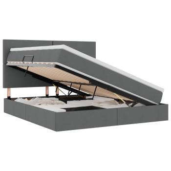 Bett mit LED-Lichtleisten Dunkelgrau 180 x 200 cm Stoff