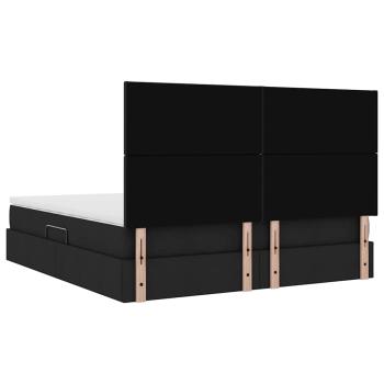 Bett mit LED-Lichtleisten Schwarz 180 x 200 cm Stoff