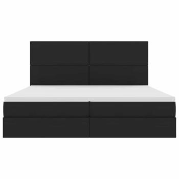 Bett mit LED-Lichtleisten Schwarz 200 x 200 cm Stoff