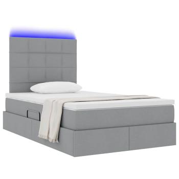 LED-Speicherbett mit Matratze Hellgrau 120 x 200 cm Stoff