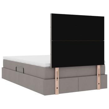 ARDEBO.de - Bett mit LED-Lichtleisten mit Kopfteil Taupe 120 x 200 cm Stoff
