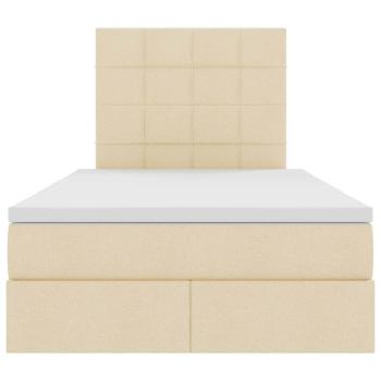 Bett mit LED-Lichtleisten mit Kopfteil Creme 120 x 200 cm Stoff