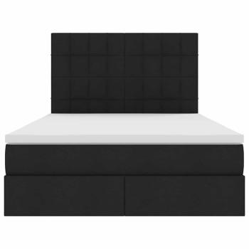 Bett mit LED-Lichtleisten Schwarz 140 x 190 cm Stoff