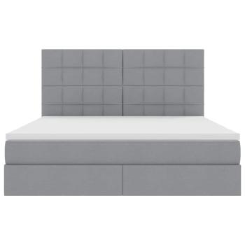 Bett mit LED-Lichtleisten Hellgrau 180 x 200 cm Stoff