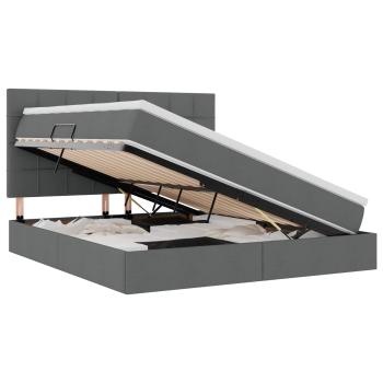 Bett mit LED-Lichtleisten Dunkelgrau 180 x 200 cm Stoff