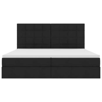 Bett mit LED-Lichtleisten Schwarz 200 x 200 cm Stoff