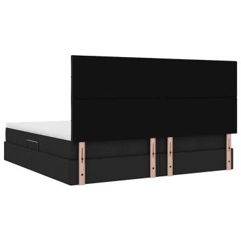 Bett mit LED-Lichtleisten Schwarz 200 x 200 cm Stoff