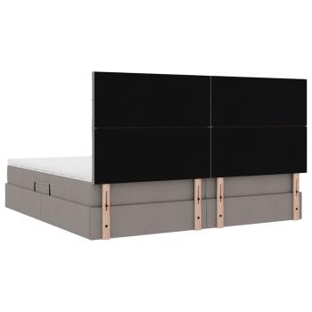 ARDEBO.de - Bett mit LED-Lichtleisten mit Kopfteil Taupe 200 x 200 cm Stoff