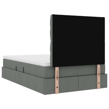 Bett mit LED-Lichtleisten Dunkelgrau 120 x 200 cm Stoff