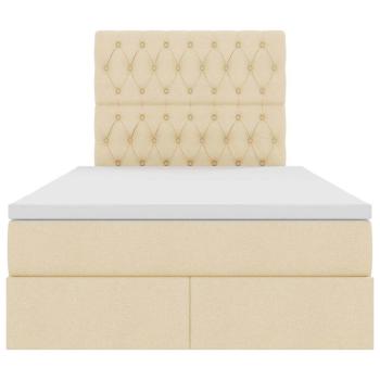 Bett mit LED-Lichtleisten mit Kopfteil Creme 120 x 200 cm Stoff