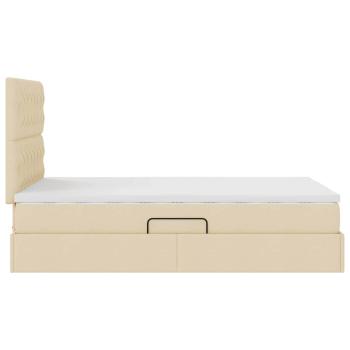 Bett mit LED-Lichtleisten mit Kopfteil Creme 120 x 200 cm Stoff