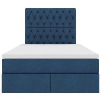 Bett mit LED-Lichtleisten mit Kopfteil Blau 120 x 200 cm Stoff