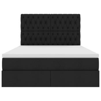 Bett mit LED-Lichtleisten Schwarz 140 x 190 cm Stoff