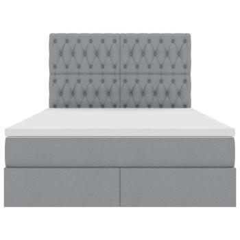 Bett mit LED-Lichtleisten Hellgrau 140 x 200 cm Stoff