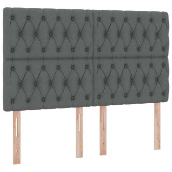 Bett mit LED-Lichtleisten Dunkelgrau 140 x 200 cm Stoff