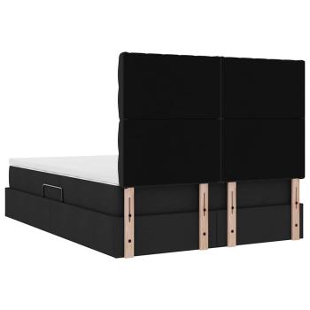 Bett mit LED-Lichtleisten Schwarz 140 x 200 cm Stoff