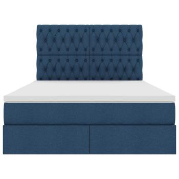 Bett mit LED-Lichtleisten mit Kopfteil Blau 140 x 200 cm Stoff