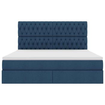 Bett mit LED-Lichtleisten mit Kopfteil Blau 180 x 200 cm Stoff