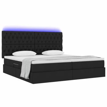 Bett mit LED-Lichtleisten Schwarz 200 x 200 cm Stoff