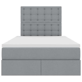 Bett mit LED-Lichtleisten Hellgrau 120 x 200 cm Stoff