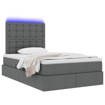 ARDEBO.de - Bett mit LED-Lichtleisten Dunkelgrau 120 x 200 cm Stoff