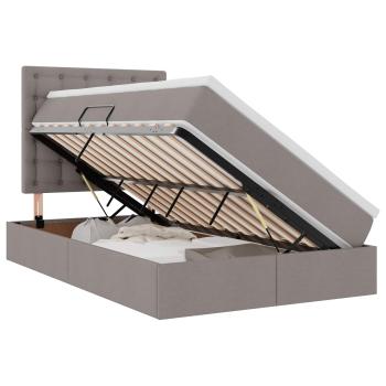 ARDEBO.de - Bett mit LED-Lichtleisten mit Kopfteil Taupe 120 x 200 cm Stoff