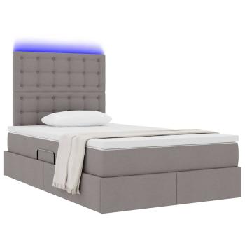 Bett mit LED-Lichtleisten mit Kopfteil Taupe 120 x 200 cm Stoff