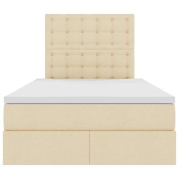 Bett mit LED-Lichtleisten mit Kopfteil Creme 120 x 200 cm Stoff